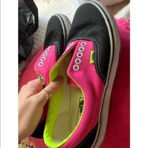 Pink and Black Vans with Neon inside
